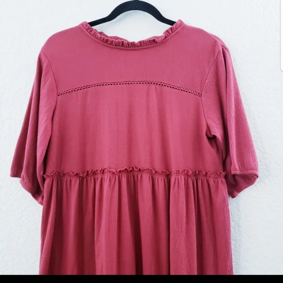Knox Rose Red Short Sleeve Babydoll Dress M - Picture 9 of 11